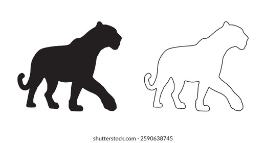 Editable Leopard Silhouette for Custom Logos and Unique Artwork - Leopard Vector - Leopard Icon
