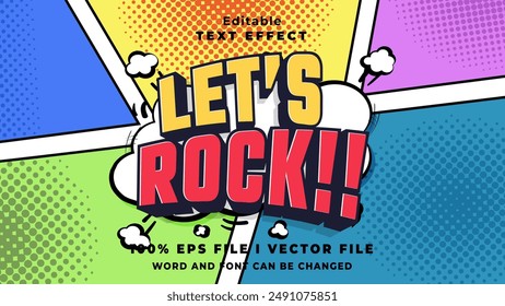 editable let's rock text effect.typhography logo