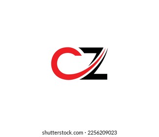 Ilustración del concepto de vectores monograma de diseño de plantillas de logotipo CZ para letras editables.