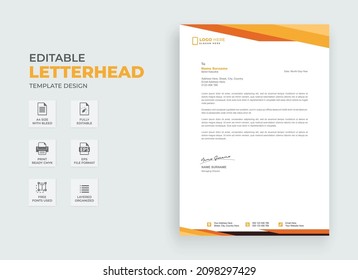 Editable Letterhead Template Design. Company Letterhead Design with print ready file. 
