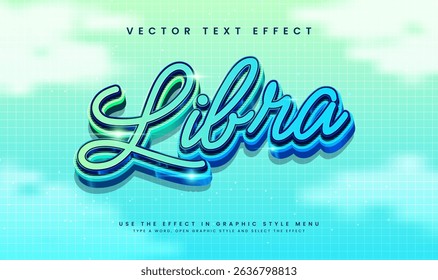 Editable Libra text effect with a vibrant 3D style. Perfect for design projects. 