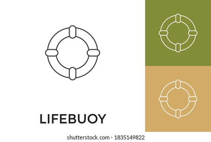 Editable Life Buoy Thin Line Icon with Title. Useful For Mobile Application, Website, Software and Print Media.