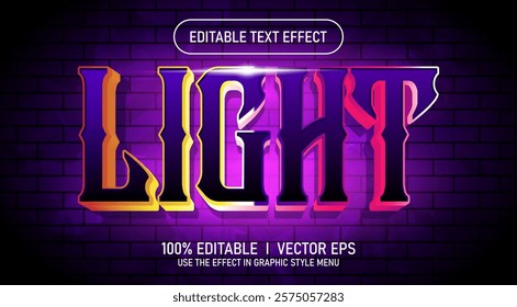 editable light 3d vector text effect with modern style design