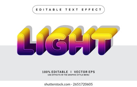 editable light vector text effect with modern style design