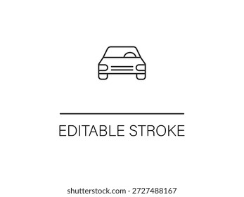 Editable line art car icon with customizable stroke.