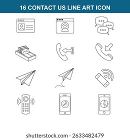 editable line art of contact icon 