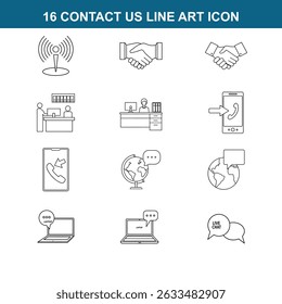 editable line art of contact icon 