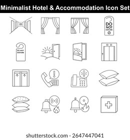 editable line art of minimalist hotel and accommodation icon set  