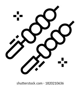 Editable line design of barbecue skewers food 