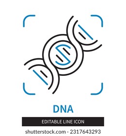 Editable line DNA outline icon. Molecule structure. Editable stroke icon isolated on white background