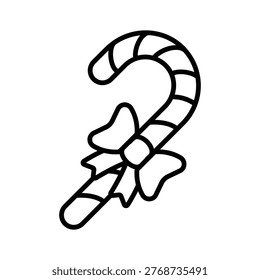 An editable line icon of candy cane sweet