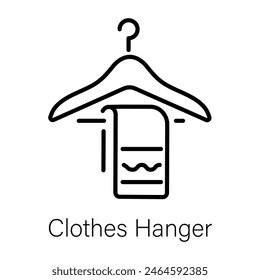 An editable line icon of clothes hanger 