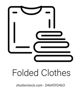 An editable line icon of folded clothes 