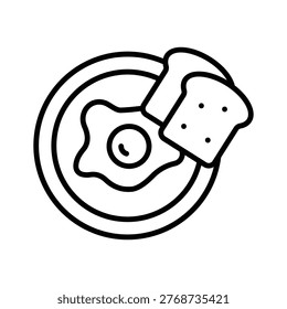 An editable line icon of omelette breakfast food