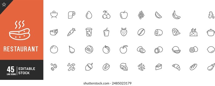 Editable line icon Set. Vector illustration.	
