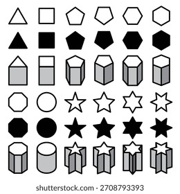 editable line icon of shapes, cylinders.
