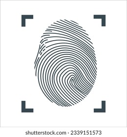 Editable line icon of a simple futuristic finger print scanner used for privacy and modern security identification. Fingerprints. Cyber security concept. Digital security authentication concept. 2197