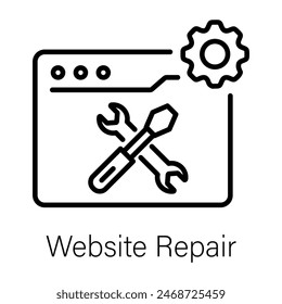 Icono de línea editable de reparación de Sitios web 