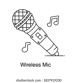 Editable line icon of wireless mic vector 