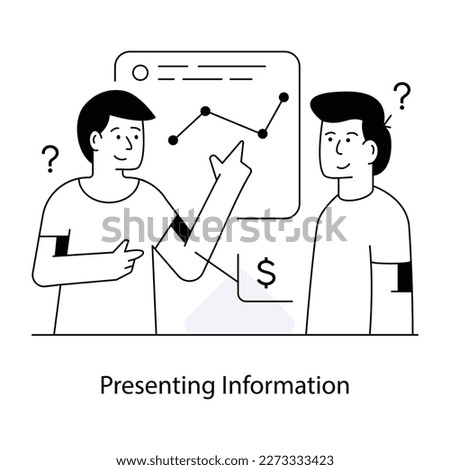 An editable line illustration of presenting information 