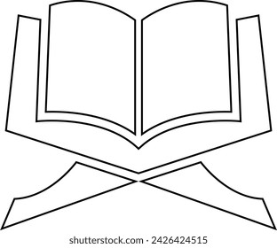 Editable line Quran book with stand icon symbol clipart for for ramadan kareem, mawlid, iftar, isra miraj, eid al fitr adha and muharram decoration