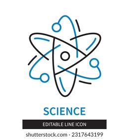 Editable line Science outline icon.Symbol of science and development. Editable stroke icon isolated on white background