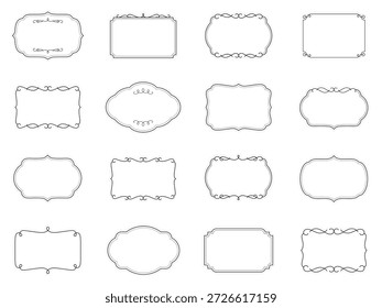 Editable line simple vintage frame sticker set