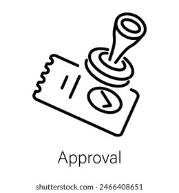 Editable line style icon of approval stamp