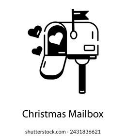 Icono de estilo de línea editable del buzón de Navidad