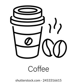 Icono de estilo de línea editable de taza de café 