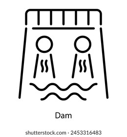 An editable line style icon of dam 