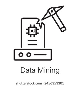 Editable line style icon of data mining 