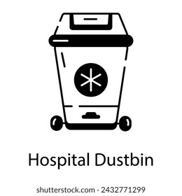Editable line style icon of a hospital dustbin