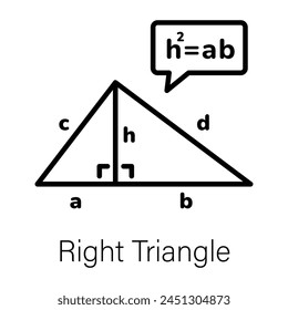 Editable line style icon of right triangle 