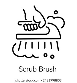 Editable line style icon of scrub brush 