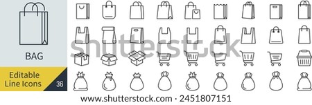 Editable Line Vector Bag Icon Set (Not Outlined)