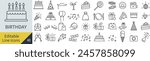 Editable line vector birthday icon set (not outlined)