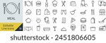 Editable Line Vector Meal Icon Set (Not Outlined)