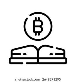 Un icono lineal editable del libro de bitcoin