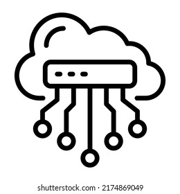 An editable linear icon of cloud computing 


