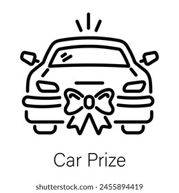 Editable linear icon depicting car prize 