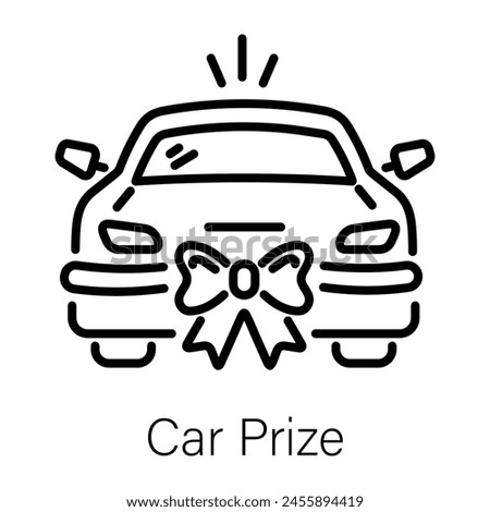 Editable linear icon depicting car prize 