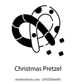 Editable linear icon depicting christmas pretzel