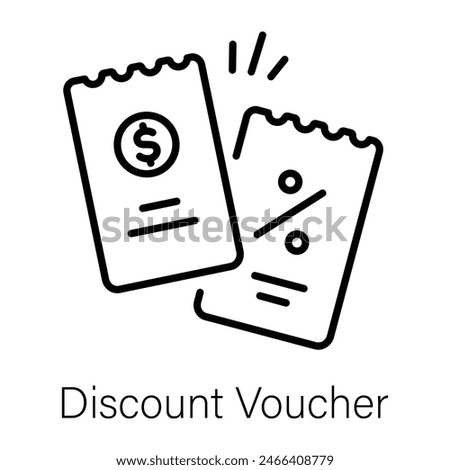 Editable linear icon of discount voucher 
