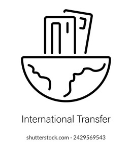 Bearbeitbares lineares Symbol für internationalen Transfer 