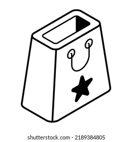 Ein bearbeitbares lineares Symbol für Einkaufstasche 