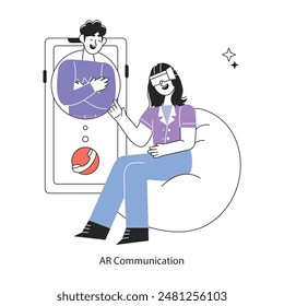 An editable linear mini illustration of ar communication 