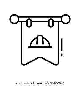 An editable linear style icon showing labour banner