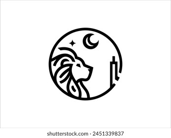 Editable lion simple line logo