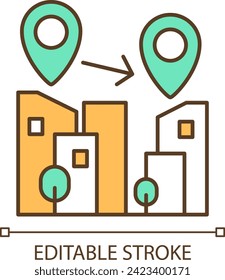 Editable local move icon representing moving service, isolated vector, multicolor thin line illustration.
